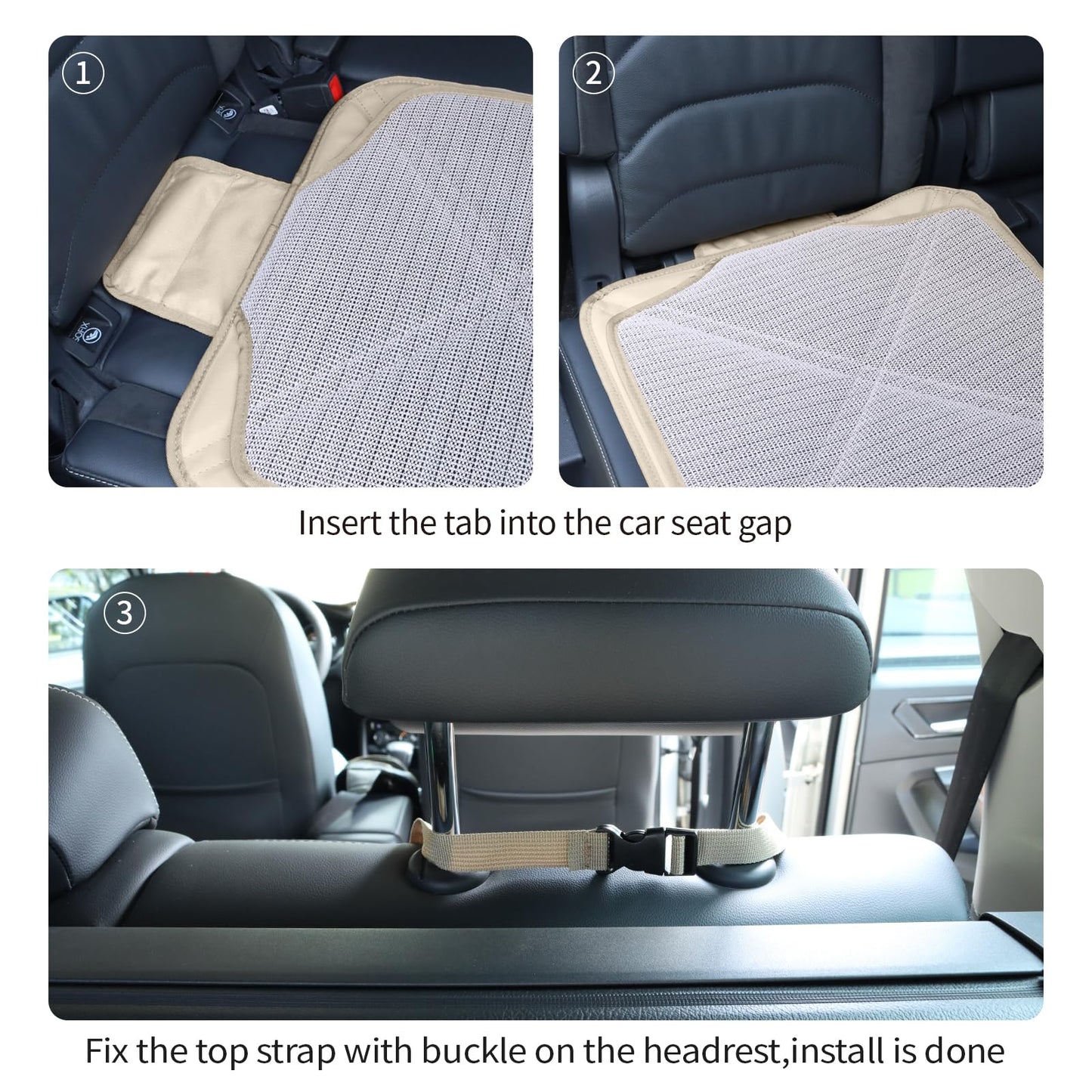 Viaviat Leather Car Seat Protector – Waterproof Beige