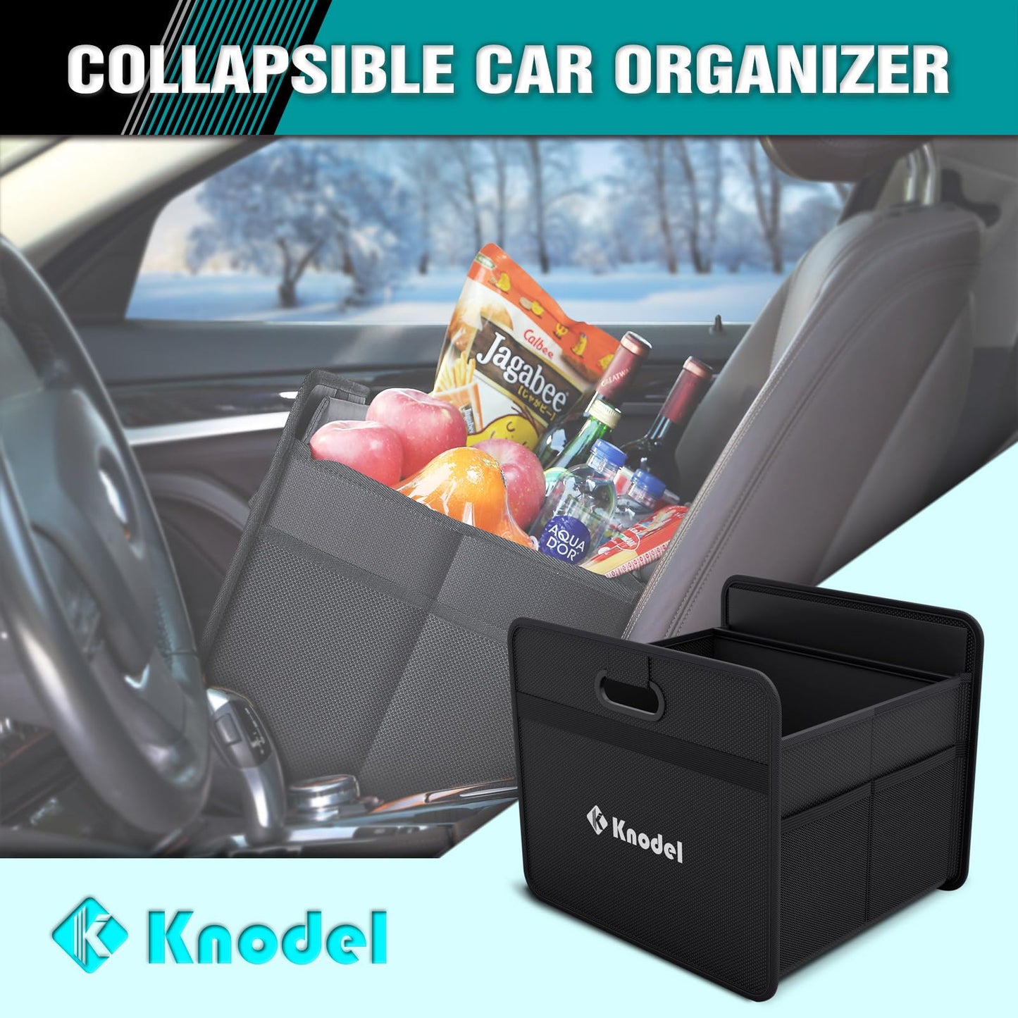 K KNODEL Foldable Car Trunk Organizer – Black